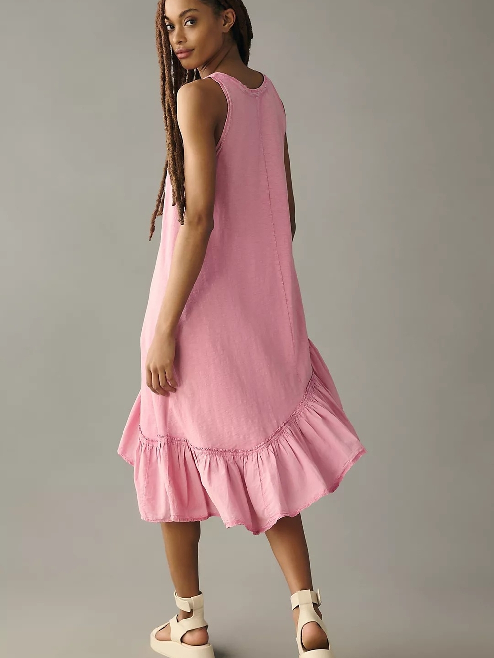 Daily Practice by Anthropologie | Asymmetrical Ruffle‑Hem Dress – Pink – Size 2X - Picture 2 of 8